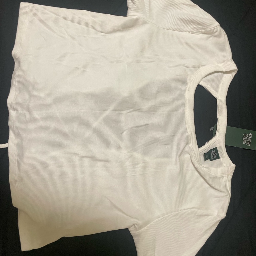 Wild fable White Ribbed T-Shirt size L